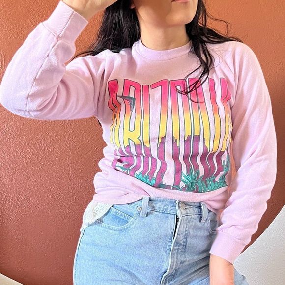 Vintage Cal Cru Arizona‎ sunset Sweatshirt Size small Made in USA Single Stitch - Picture 2 of 8